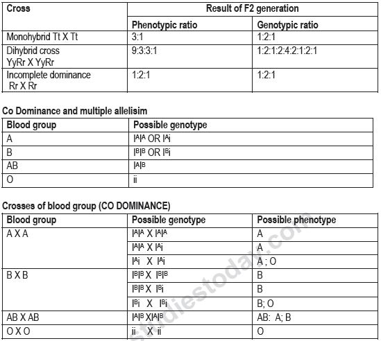 CBSE Class 12 Biology Genetics Notes Concepts for Biology Revision notes